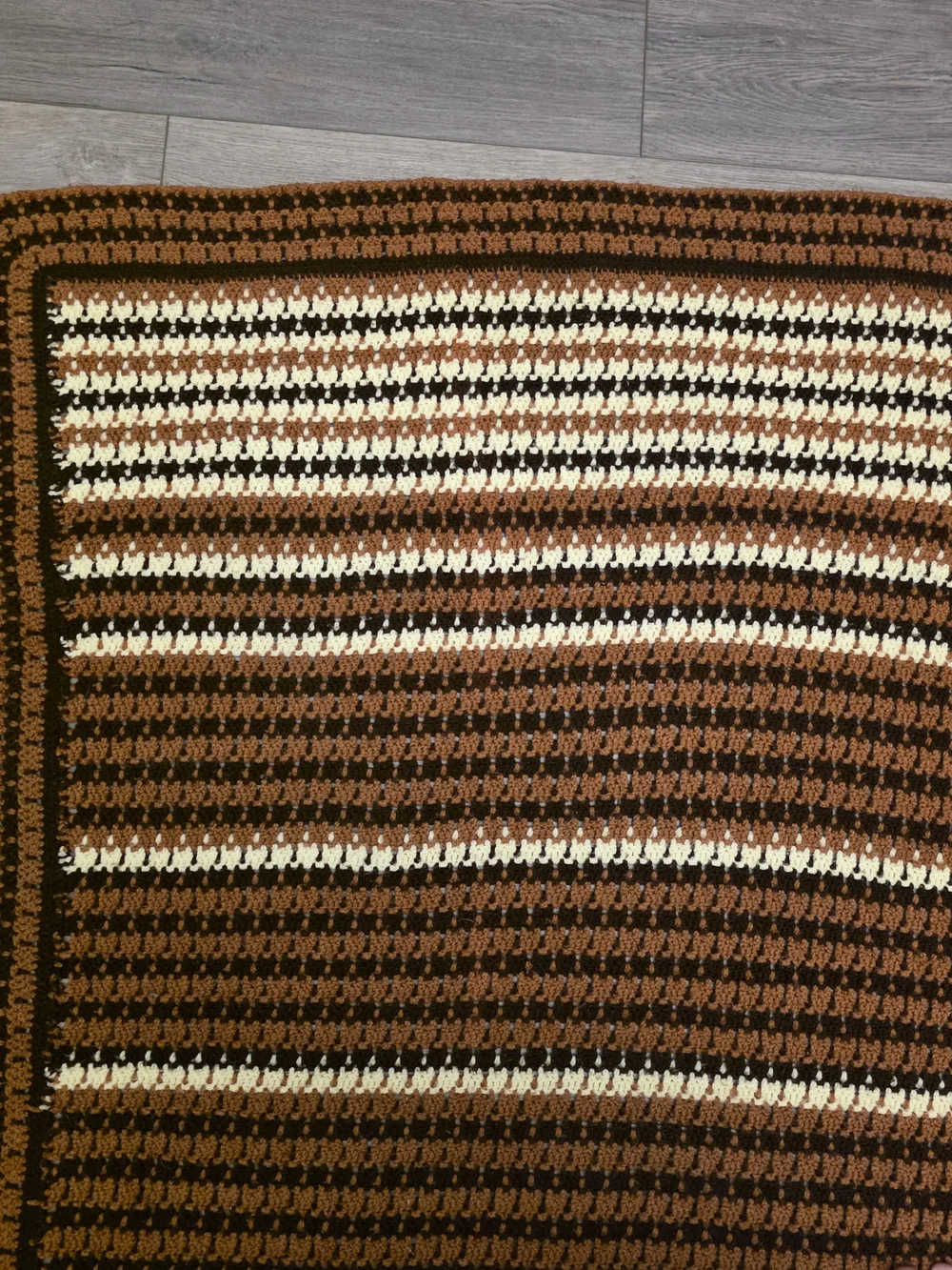 Vintage 1970s Style Handmade Crochet Afghan Blanket Size 56x54